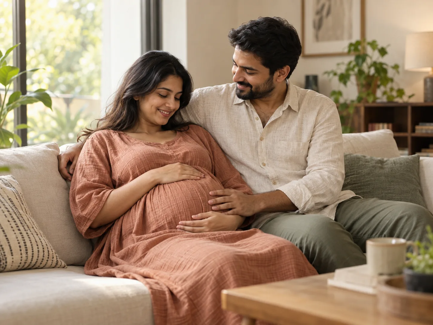 An illustrative couple preparing for parenthood